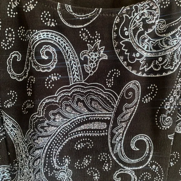 Vintage Alex Evening Top Women Large Black Sparkly Paisley Tank‎ Camisole Whimsy - Picture 6 of 7